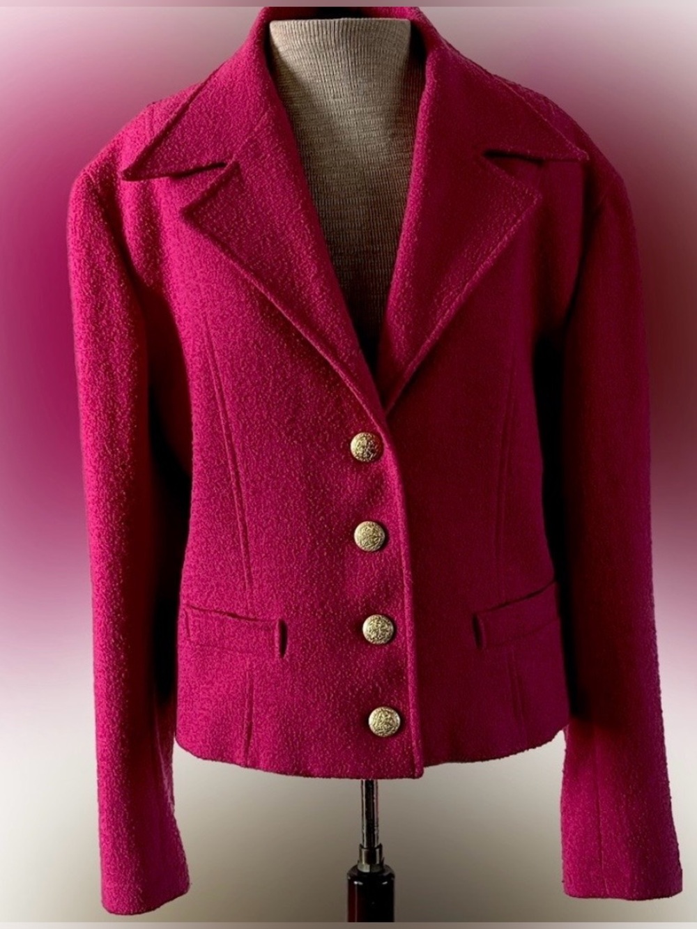 The Limited Hot Pink Wool Blazer with Gold Buttons Sz M
